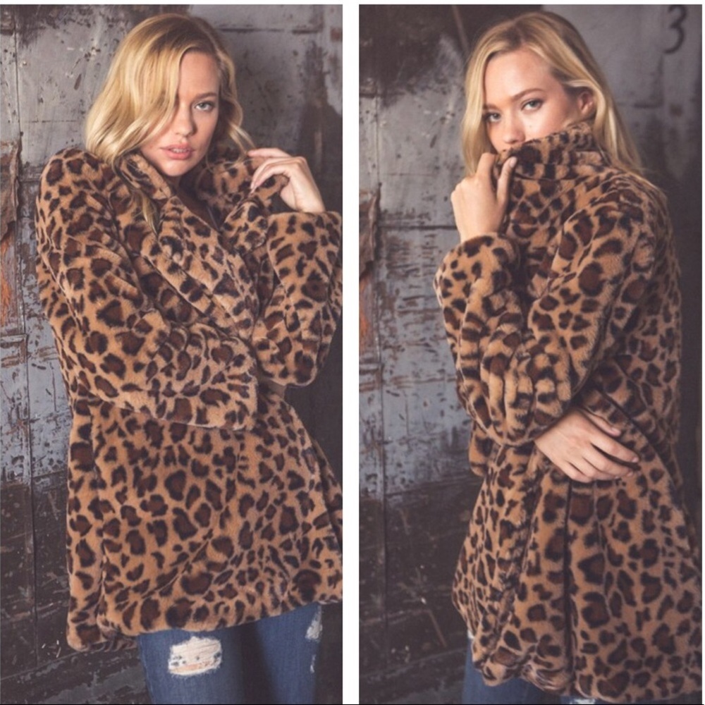 Vegan Fur Leopard Print Jacket - Picture 3 of 7